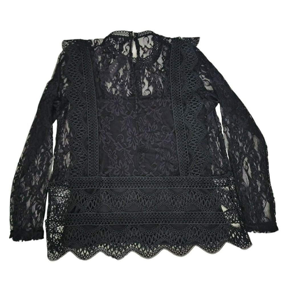 Adiva Women's Black Lace Long Sleeve Blouse Size Small New With Tags - Picture 3 of 13